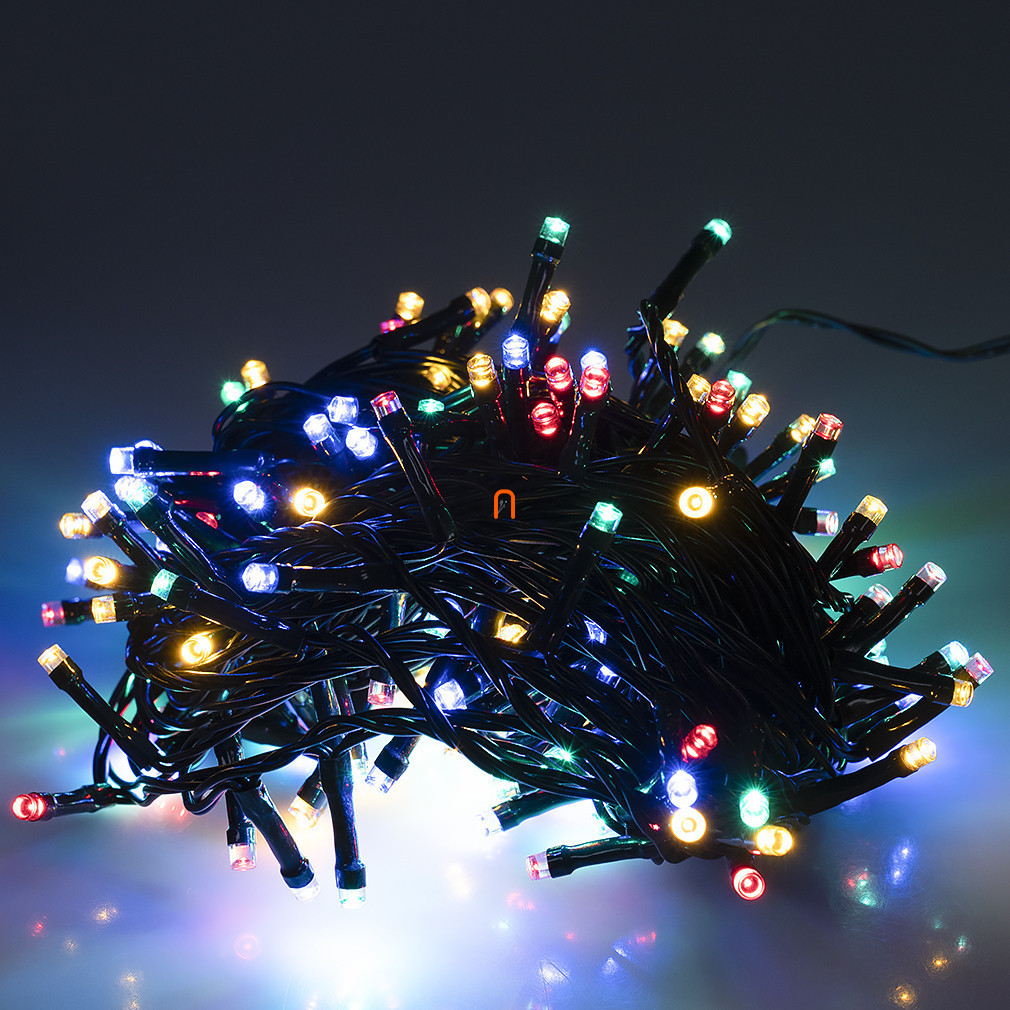 Ghirlanda luminoasă colorată pentru exterior, 8 programe, 200 LED-uri, cu adaptor