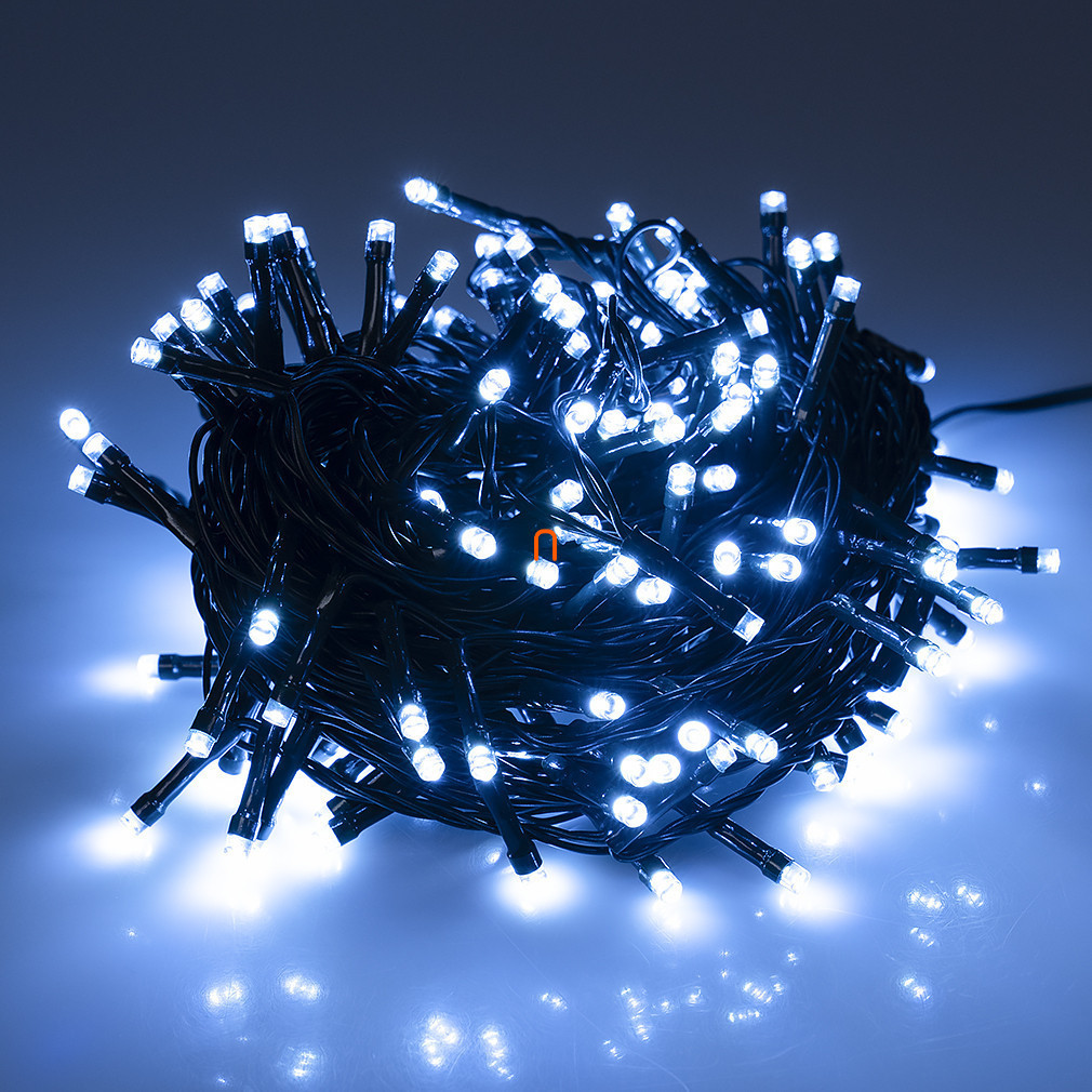 Ghirlanda luminoasă albă pentru exterior, 8 programe, 200 LED, cu adaptor