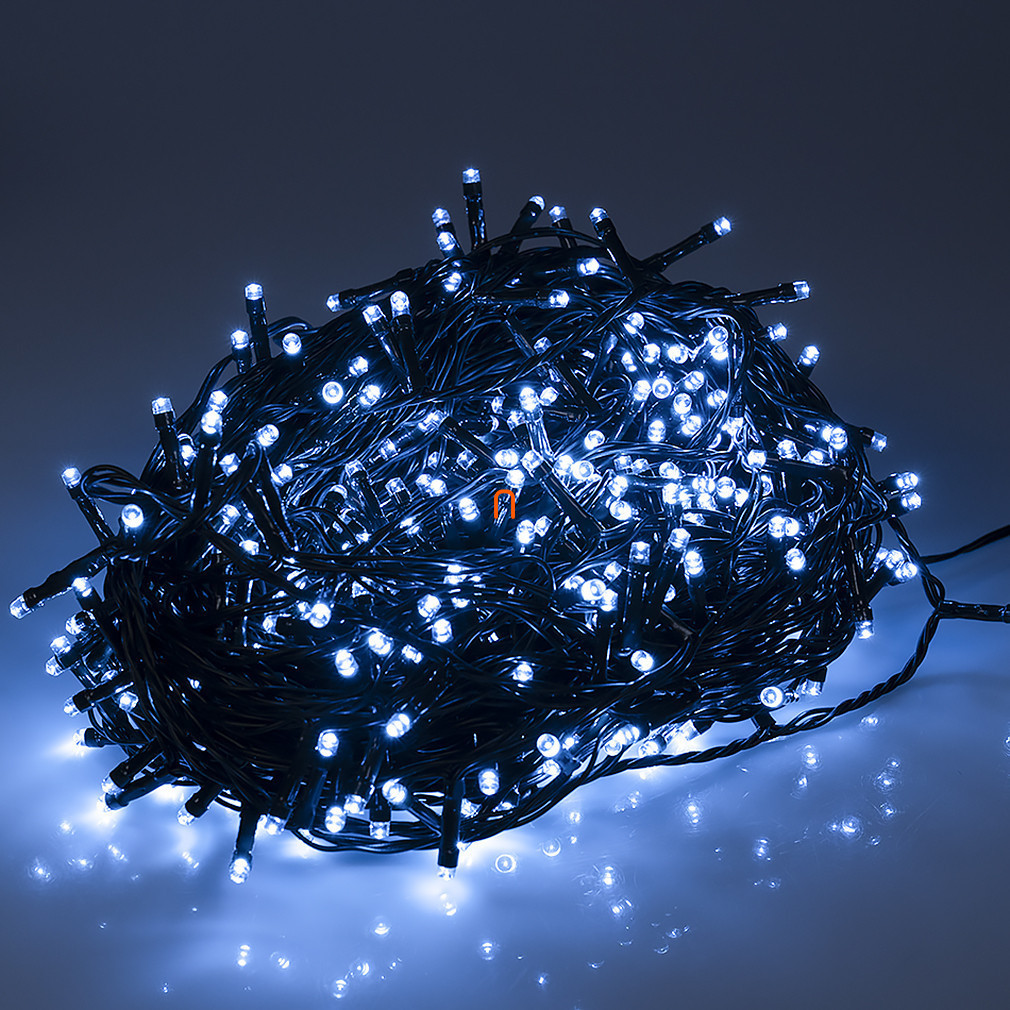 Ghirlanda luminoasă albă pentru exterior, 500 LED, cu adaptor