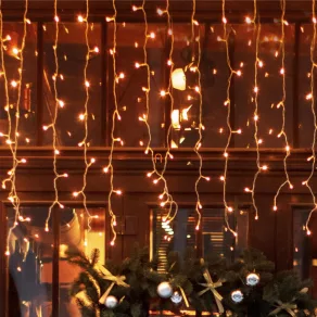   DL Combo șir de lumini de Crăciun pentru exterior, alb cald, 400 LED-uri, 10 m, fără adaptor de rețea