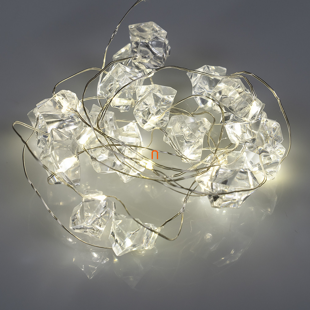 Șir de lumini cu decorațiuni de cristal, 20 LED