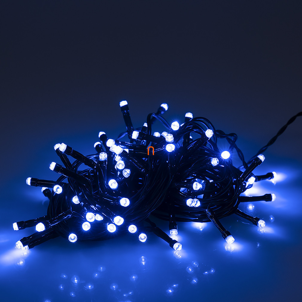 Ghirlanda luminoasă de interior, albastră, 100 LED, cu adaptor