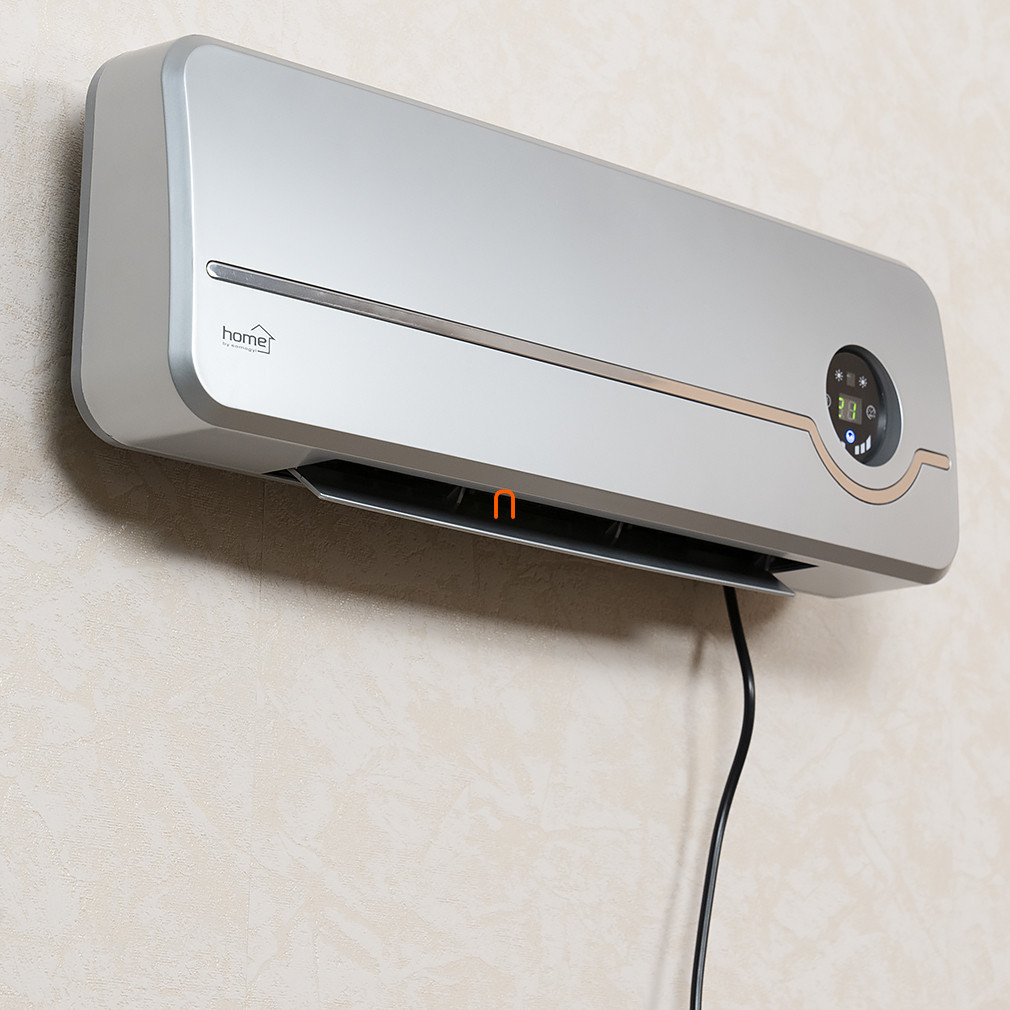 Radiator cu ventilator de perete și deflector, argintiu (2000 W)
