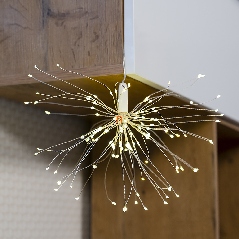 Decorație pentru focuri de artificii în aer liber, alb cald, 120 micro LED-uri