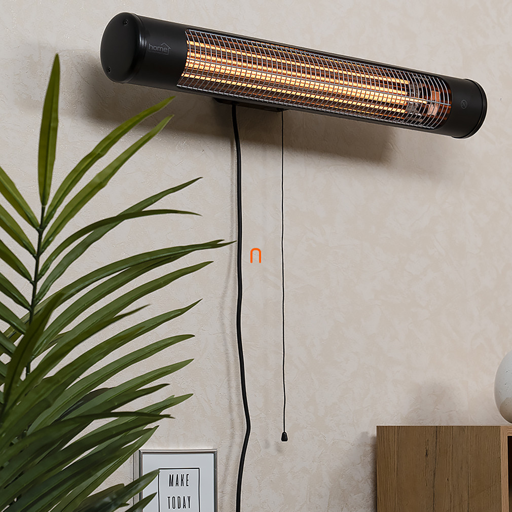Radiator de baie cu fibră de carbon pentru montare pe perete, negru (1200 W)