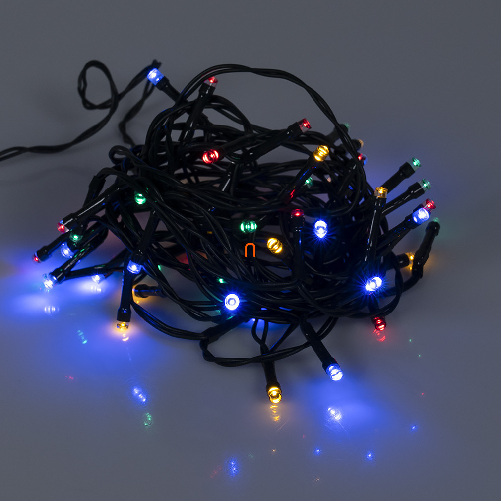 Ghirlanda luminoasă colorată pentru exterior cu temporizator, 50 LED-uri