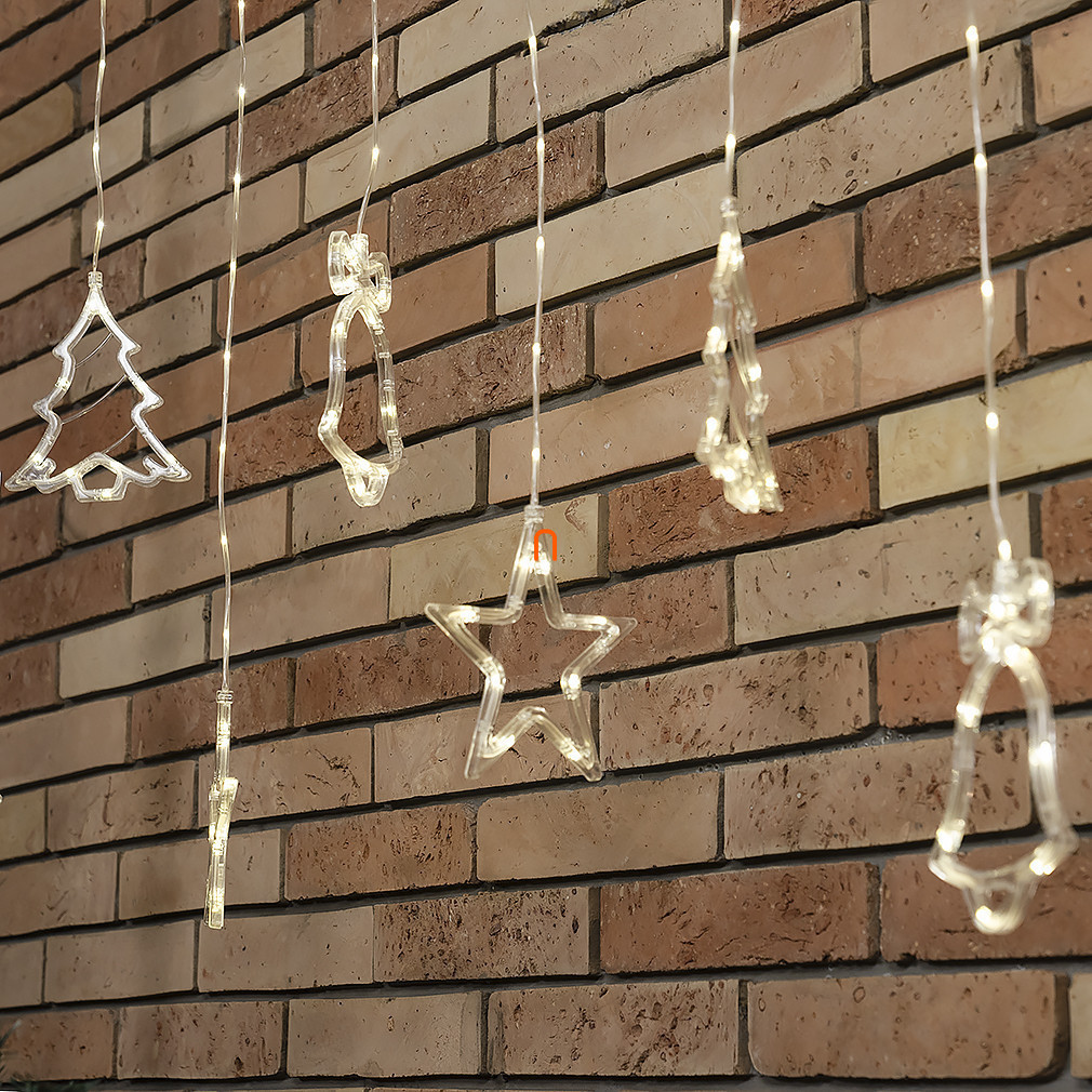 Perdea luminoasă cu figurine pentru exterior/interior, 186 micro LED, cu adaptor