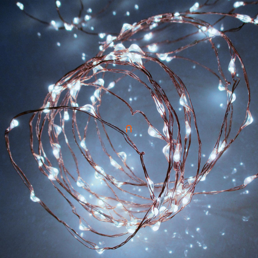 Ghirlanda luminoasă albă pentru exterior, 160 micro LED, cu adaptor