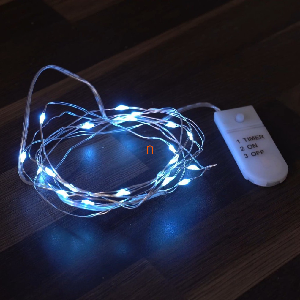 Ghirlanda cu micro LED-uri, cu suport plat pentru baterii, alb rece