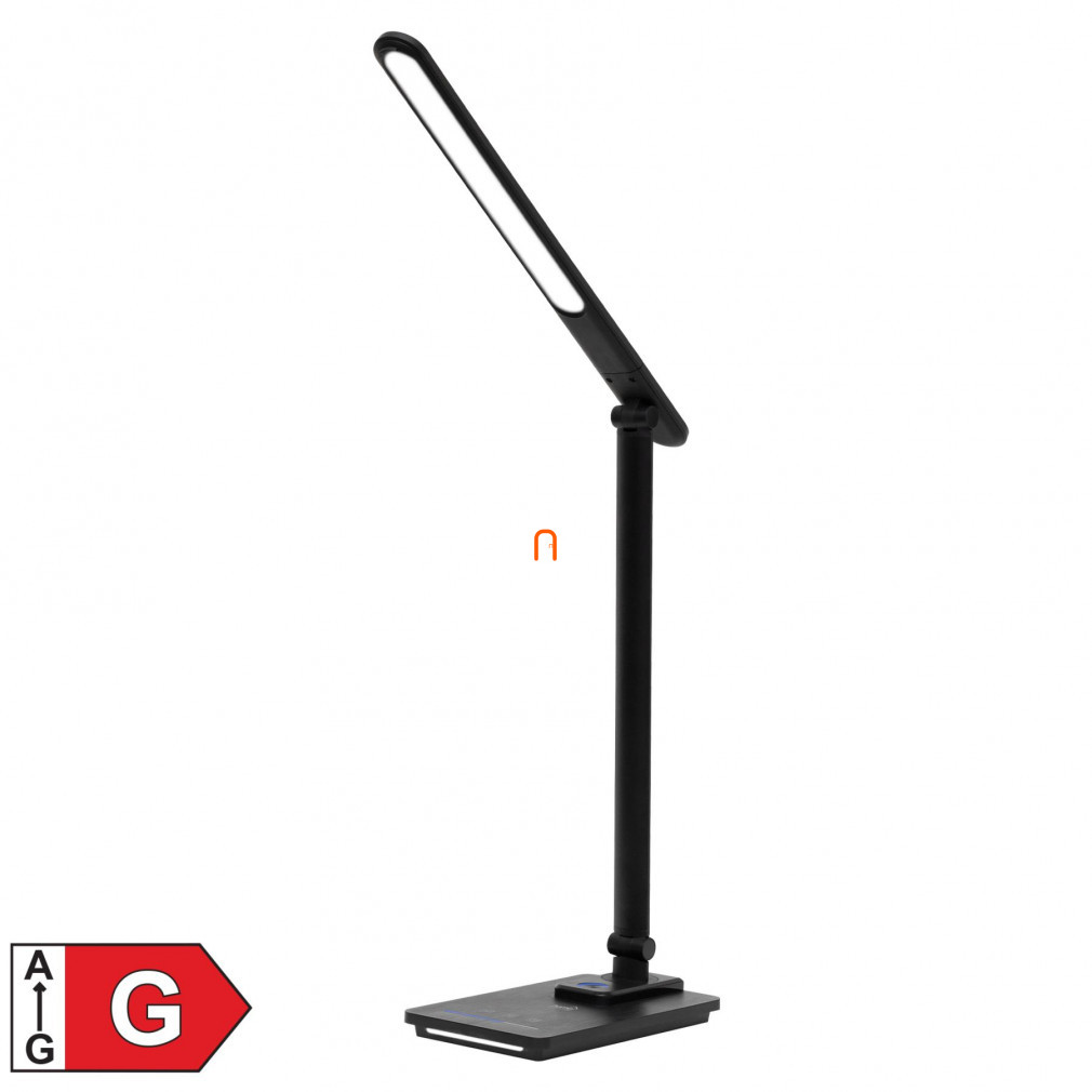 Lampă de masă LED cu lumină de noapte, metal, negru