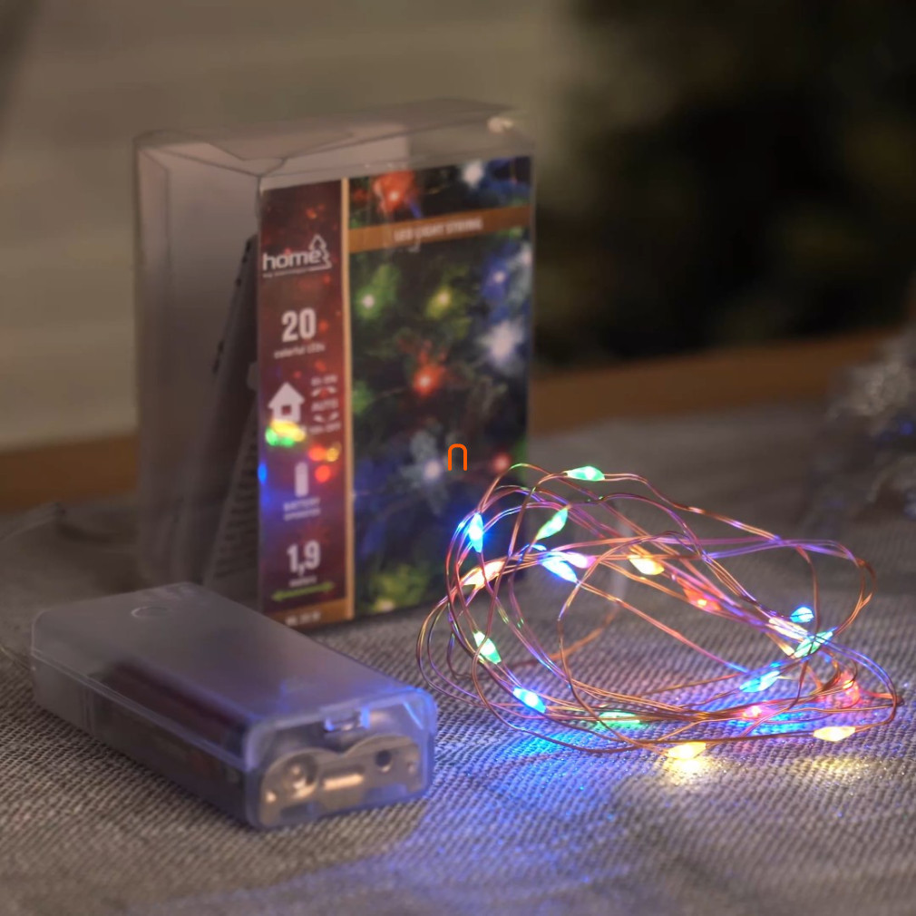 Ghirlandă luminoasă Micro LED, pentru interior, 20 micro LED colorate, lungime ghirlandă 1,9 m, cu baterii