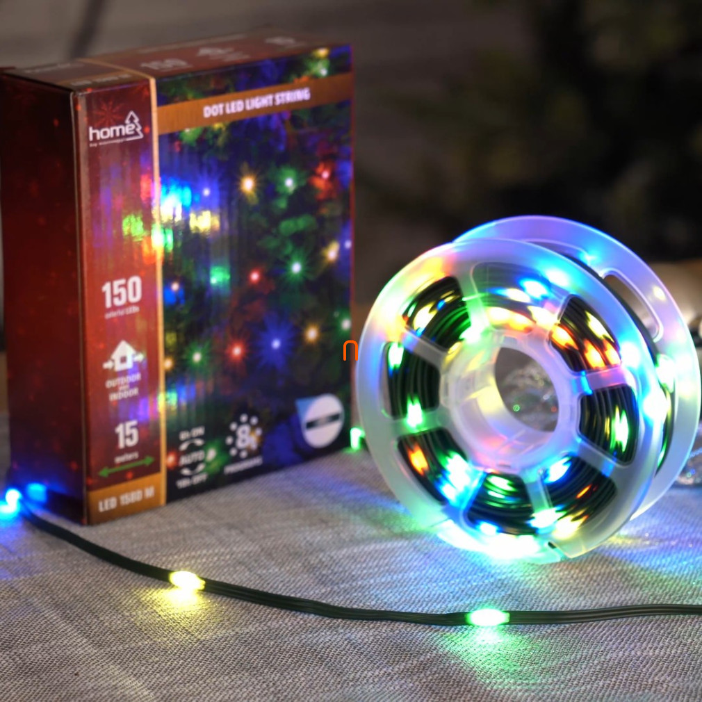 Ghirlanda luminoasă cu LED-uri, pentru exterior și interior, 150 LED-uri colorate, 8 moduri de iluminare, lungime ghirlandă 15 m