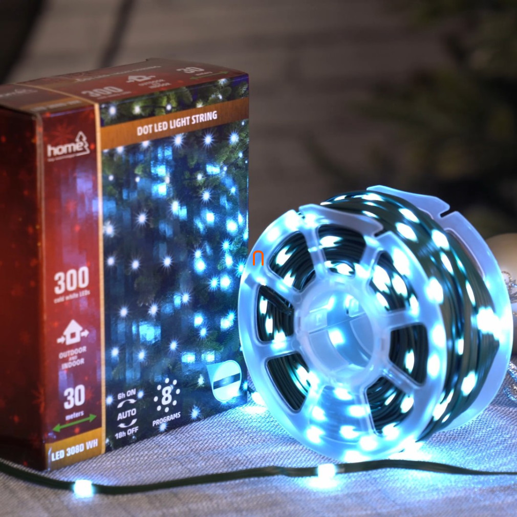 Ghirlanda luminoasă cu LED-uri, pentru exterior și interior, 300 LED-uri albe reci, 8 moduri de iluminare, lungime ghirlandă 30 m