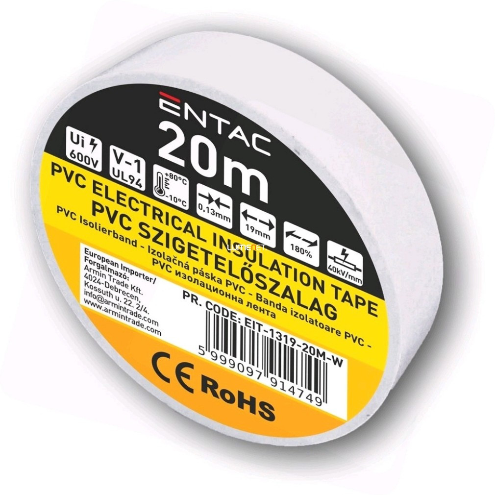 Bandă izolatoare albă 0,13x19mm 20m
