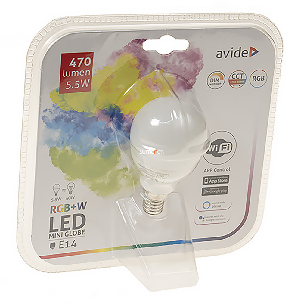 Avide E14 LED Smart 5.5W 470lm RGBW 240° - înlocuire bec 40W