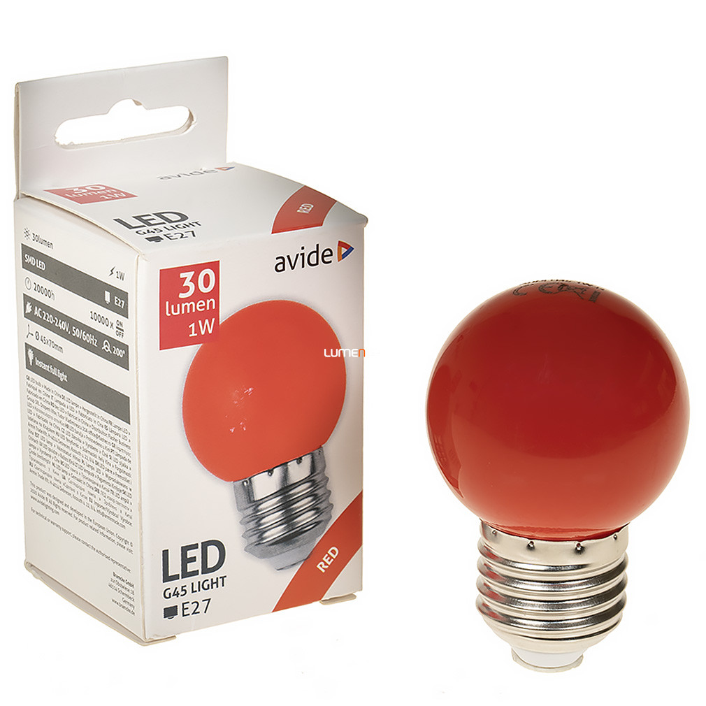 Avide E27 LED Dekor 1W 30lm piros 200°