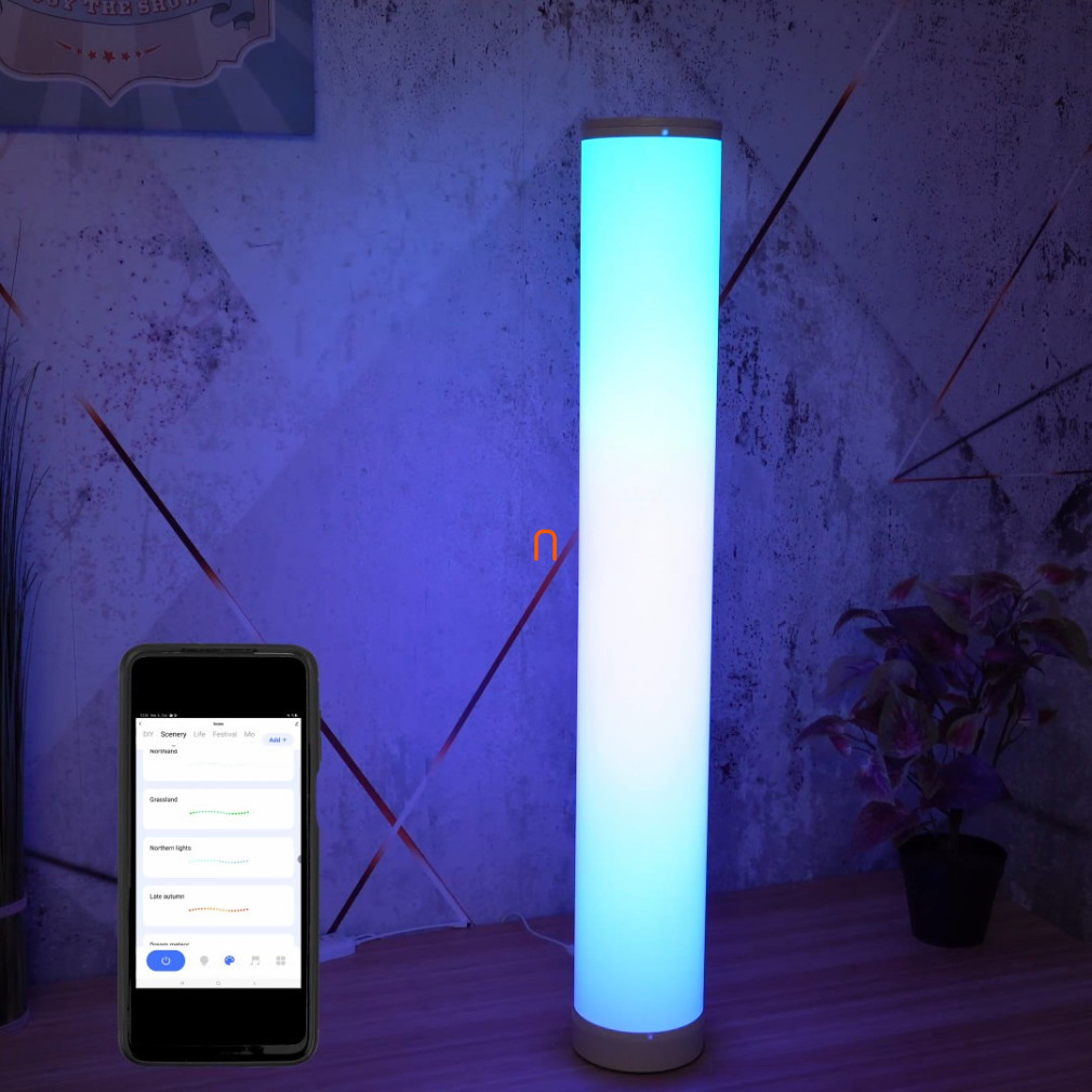 Lampa de colț cu telecomandă, 88 cm - Smart Avide ABLSBL-CL9W-RGBICWW, controlabil prin aplicație, senzor de muzică, 3000 K +RGB, 850 lm, 9 W