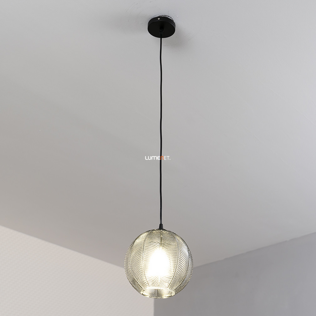 Lampa suspendată de culoare gri, sticlă - Charlotte Avide ABPL-1XE27-CHA-G