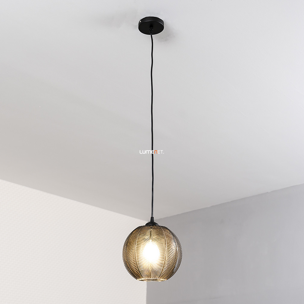 Lampa suspendată în culoarea maro, sticlă texturată - Charlotte Avide ABPL-1XE27-CHA-B
