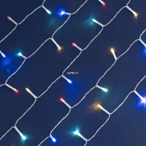   Ghirlanda LED de Crăciun pentru exterior, 96 bucăți colorate, 7 m, cu temporizator, 3xAA, fără baterii