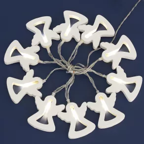   Ghirlandă luminoasă de Crăciun cu LED-uri albe calde, pentru interior, 1 m, 2xAA, fără baterii