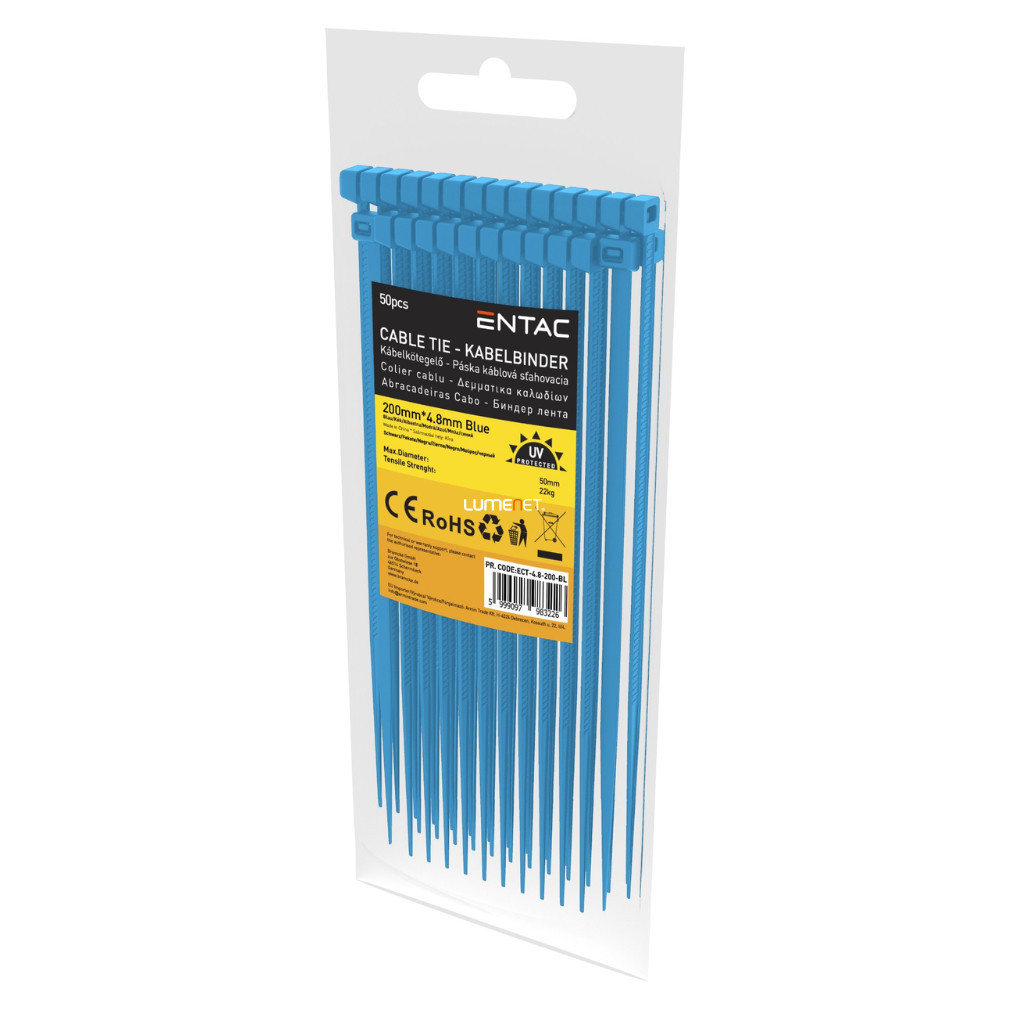 Cable tie 4,8 mm x 200 mm albastru 50 buc.