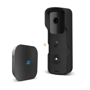   Set videointerfon cu Wi-Fi inteligent – cu baterie – MicroSD, FHD, PIR – negru