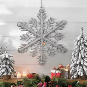   Decorațiune de Crăciun – cristal de gheață argintiu – 29 x 29 x 1 cm