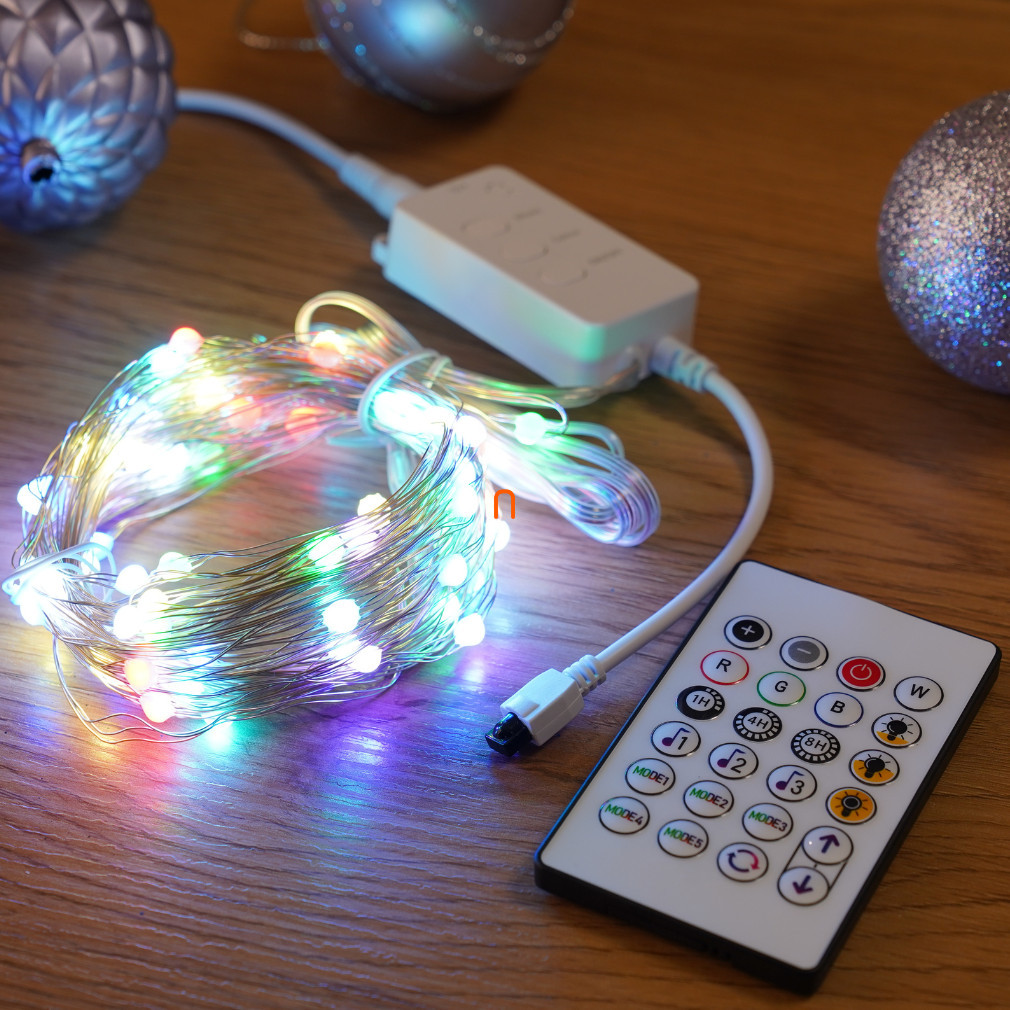 Smart fényfüzér - USB - 33 RGB LED - 5 m - Bluetooth