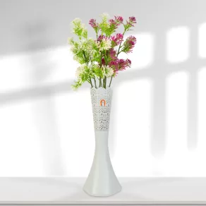 Vază - tăiată cu laser - albă - 40 cm
