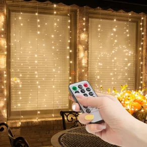   Perdele luminoase – 100 de LED-uri de culoare alb cald – 3 x 1 m – 230 V – cu telecomandă
