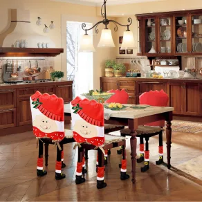   Set de decorațiuni de Crăciun pentru scaune - Télanyó - 50 x 55 cm - roșu/alb