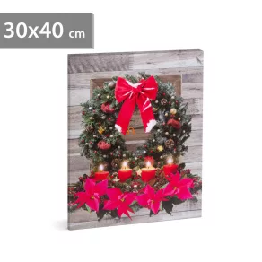   Decorațiune de Crăciun cu LED-uri – cu suport de perete, 2 baterii AA, 30 x 40 cm