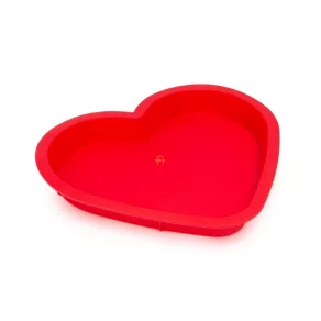 Formă de copt din silicon în formă de inimă - roșie