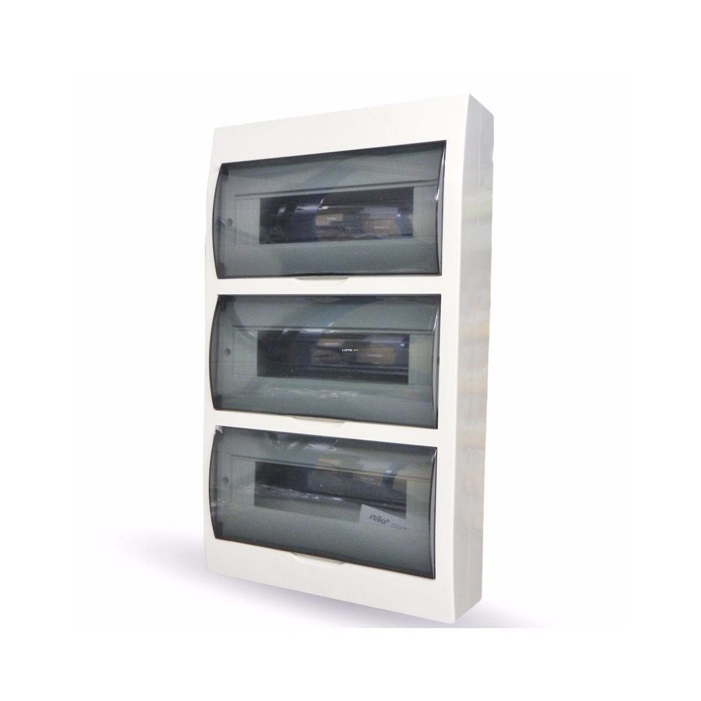 Stilo distribuitor de perete cu 3/36 uși transparente IP30 cu șină PE/N