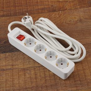   Priză multiplă Stilo cu 4 prize, cablu de 3 m, întrerupător, alb - STI773