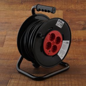   Stilo Tambur de cablu din plastic cu 2 poli și suport metalic, 25 m. Cablu MT 3x1,5 mm² - STI782