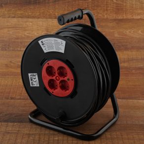   Stilo Tambur de cablu din plastic cu 2 poli și suport metalic, 50 m. Cablu MT 3x1,5 mm² - STI783