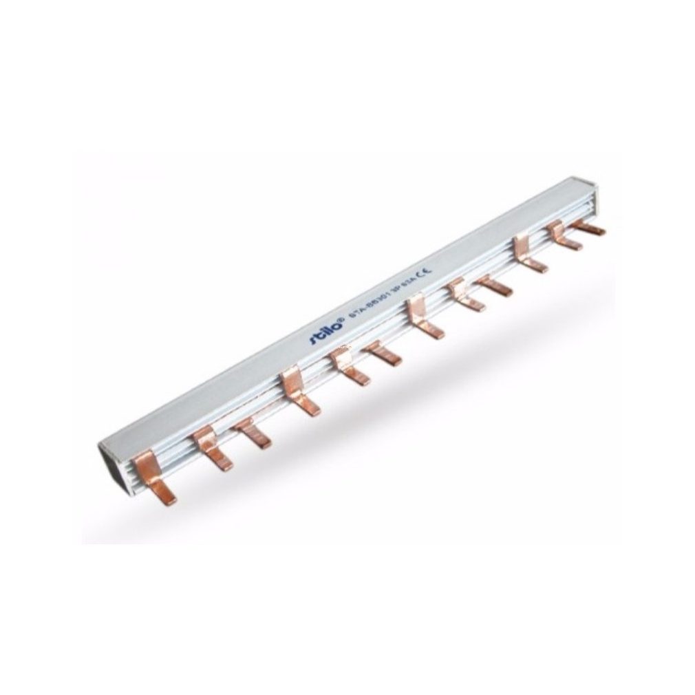 Șină cu pieptene Stilo 3P, cu șurub, 63A, 1m