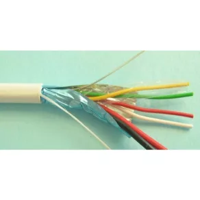   Cablu de alarmă 2x0,5+ 4x0,22 mm2 CCA alb (100) 65V (YYSch, cablu de alarmă)