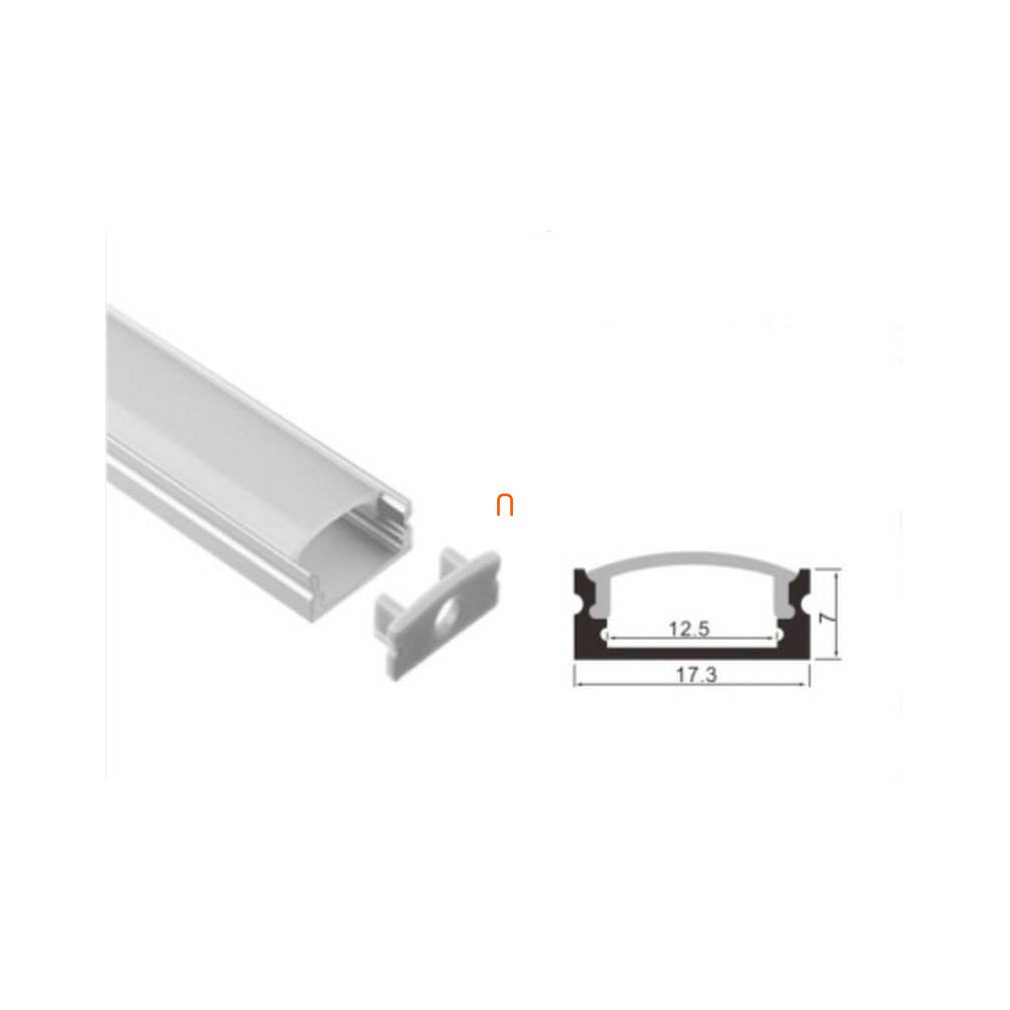 Set de șine din aluminiu pentru benzi LED, suprafață 12 mm, lungime 1 m + transparent + 2 elemente de fixare CLW67611AClearLED