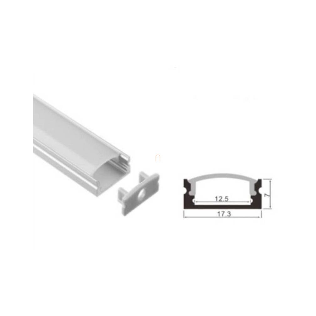 Set de șine din aluminiu pentru benzi LED, suprafață 12 mm, lungime 2 m + capac mat CLW67612M