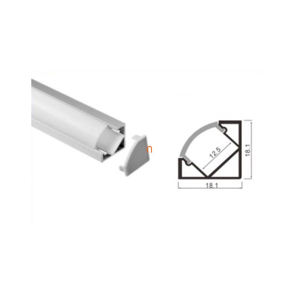 Set de șine din aluminiu pentru benzi LED cu capac mat pentru colțuri la 45 de grade, 2 m CL67632M ClearLED