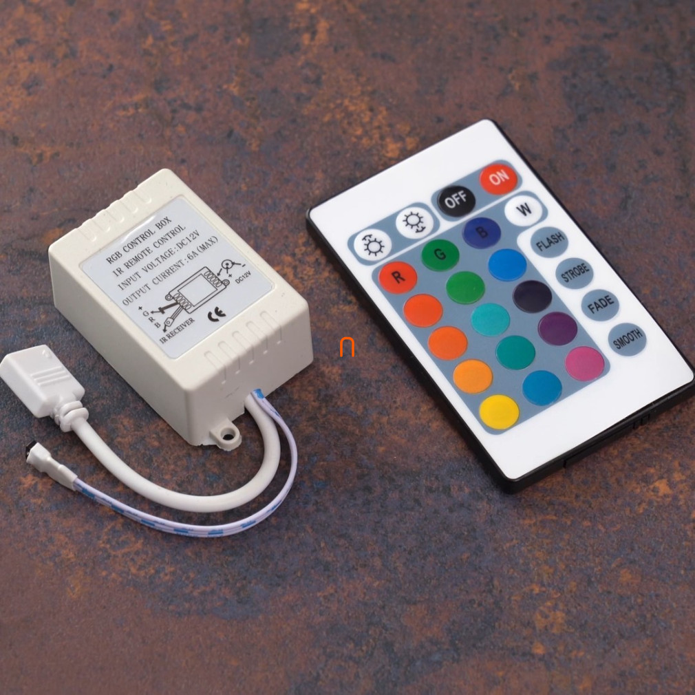 Banda LED cu control IR 72W (12VDC), 144W (24VDC), 2A*3CH, 16 culori, 433,92Mhz, IP20, DEL1295