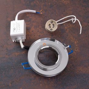   Cadru spot GU10/MR16 fix cromat LED cu iluminare suplimentară, 3000K, 220lm, 90x22mm - deLux DEL1425