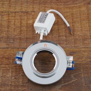   Cadru pentru lampă spot GU10/MR16 fix crom LED cu iluminare suplimentară, 6000K, 220lm, 90x22mm - deLux DEL1426