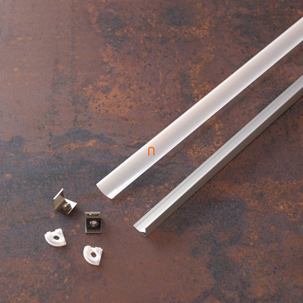 Set de șine din aluminiu pentru benzi LED, pentru benzi de 12 mm, cu unghi de 45