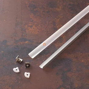   Set de șine din aluminiu pentru benzi LED, unghi de 45°, pentru benzi de 12 mm  - DEL1486 deLux