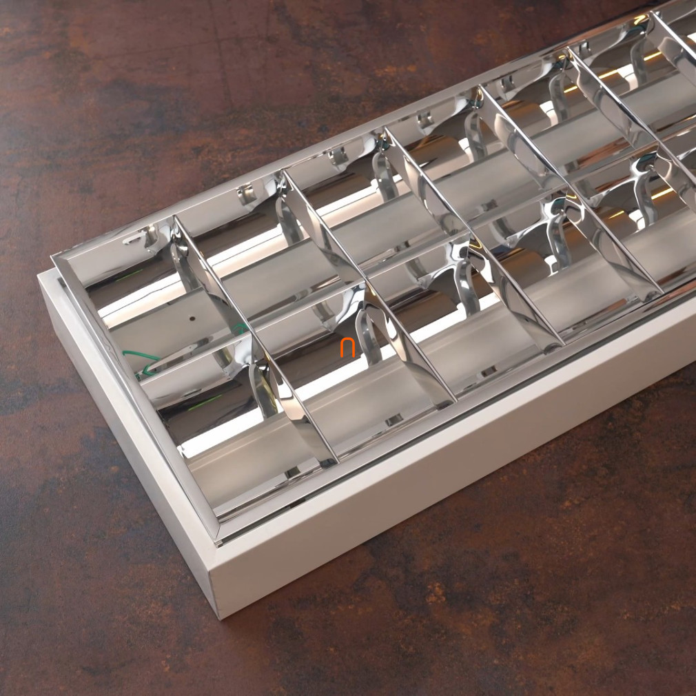 Corp de iluminat 2x36W montat pe tub LED pentru montare pe perete cu grilă oglindită, IP20 DP oglindă, fără sursă de lumină (DEL1496)