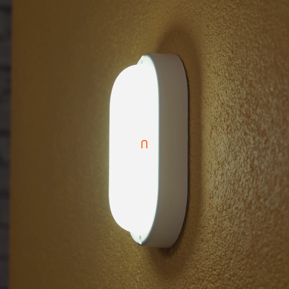 Lampa pentru barcă LED 12W 1000lm 4000K ovală, abajur opal, bază din plastic alb IP54 - deLux DEL1542